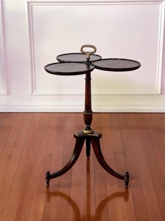 Georgian Style Walnut Three-Leaf Dumbwaiter, Wine, Drinks Table with Handle