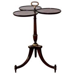 Georgian Style Walnut Three-Leaf Dumbwaiter, Wine, Drinks Table with Handle