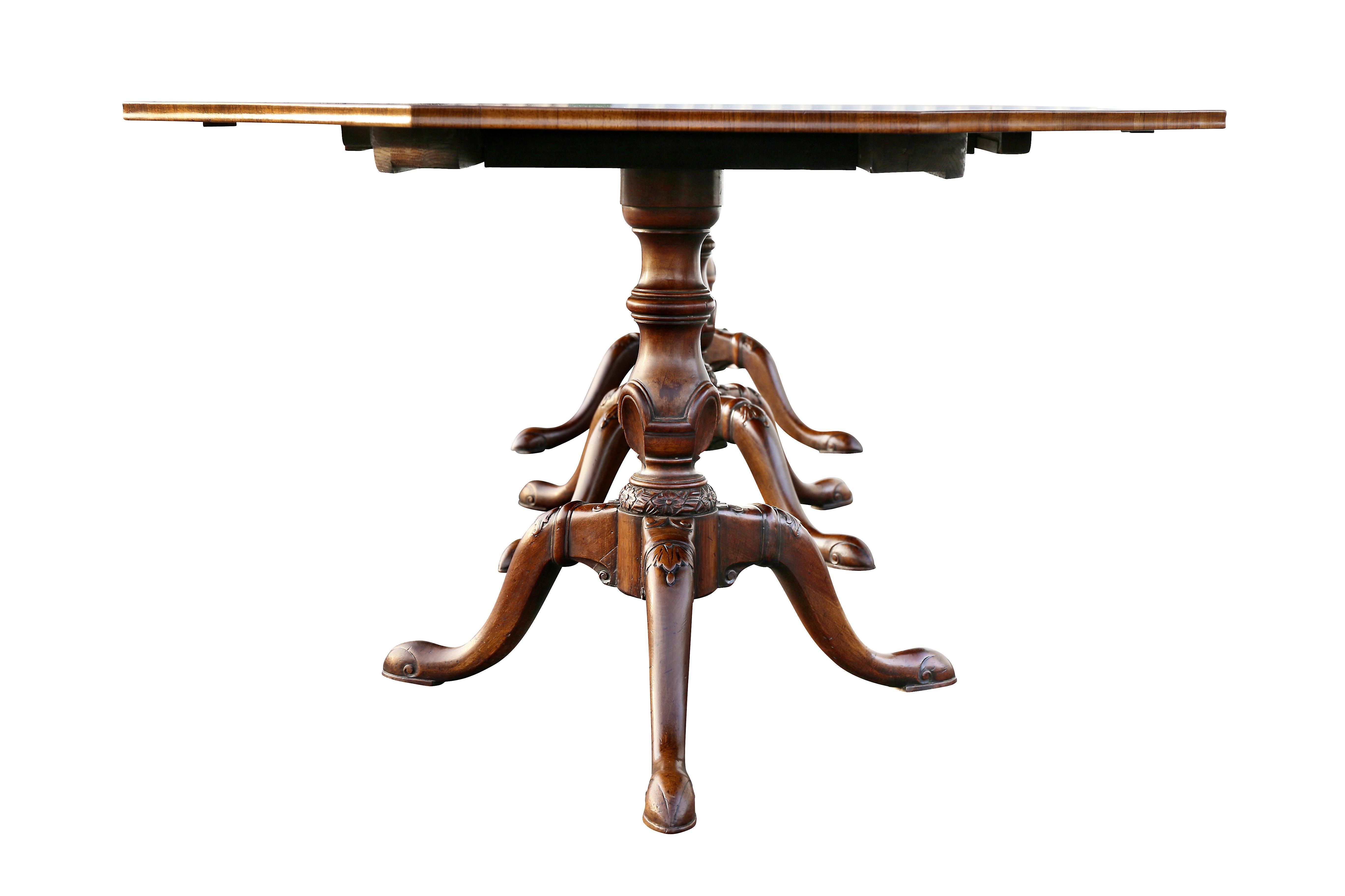 Georgian Style Walnut Three-Pedestal Dining Table 3