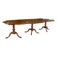 Georgian Style Walnut Three-Pedestal Dining Table