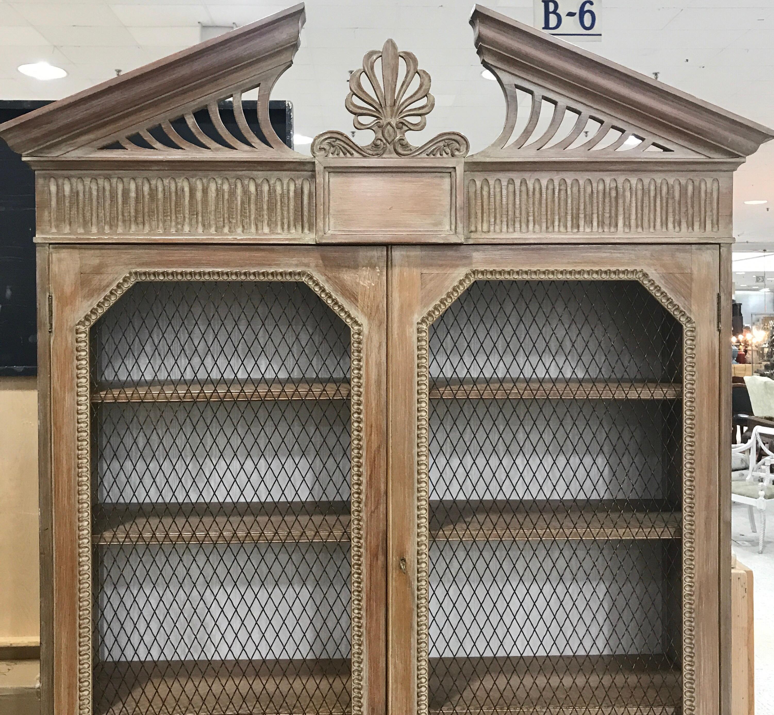 English Georgian Style White Washed Pine Bookcase or Breakfront