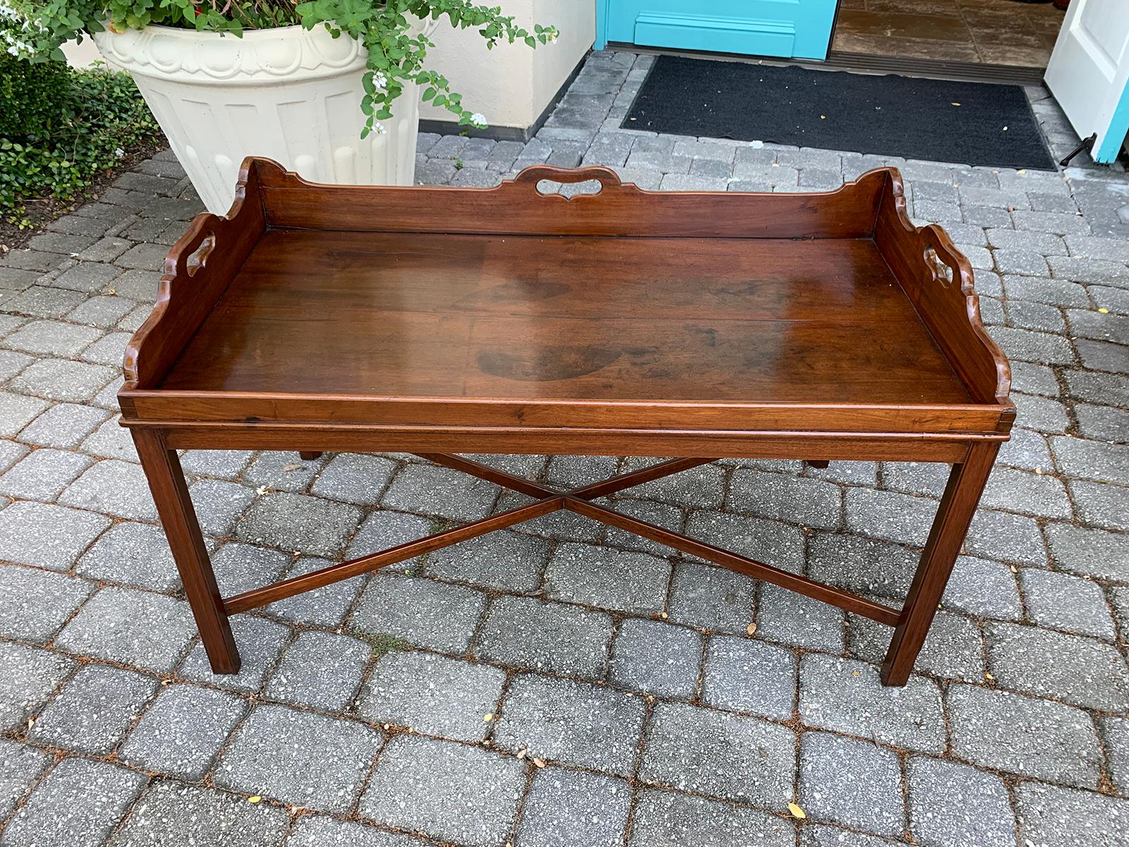 Mid-19th Century Georgian Style Wood Tray Coffee Table, circa 1830-1840s