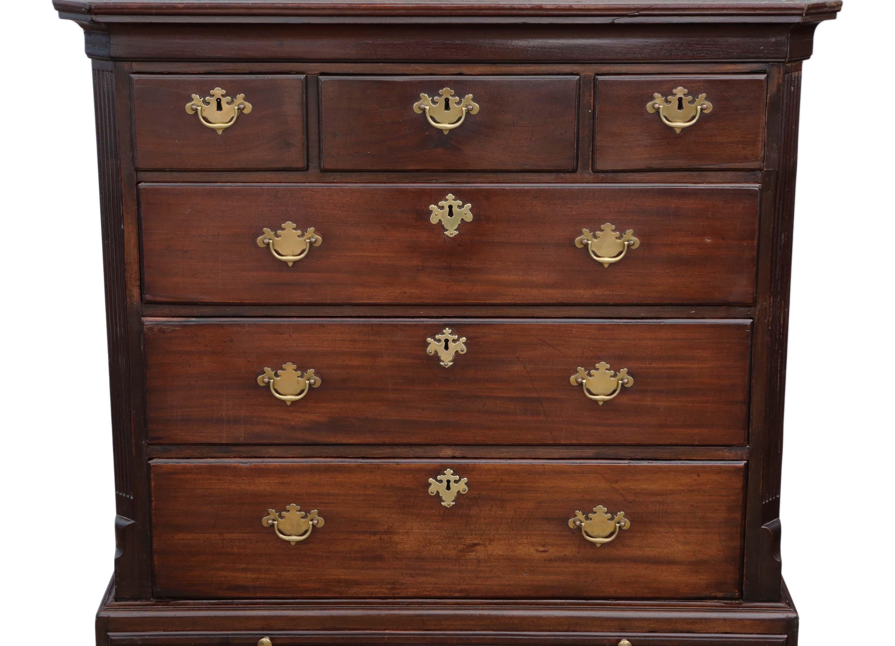 Late 18th Century Georgian Tallboy Mahogany Chest on Chest of Drawers