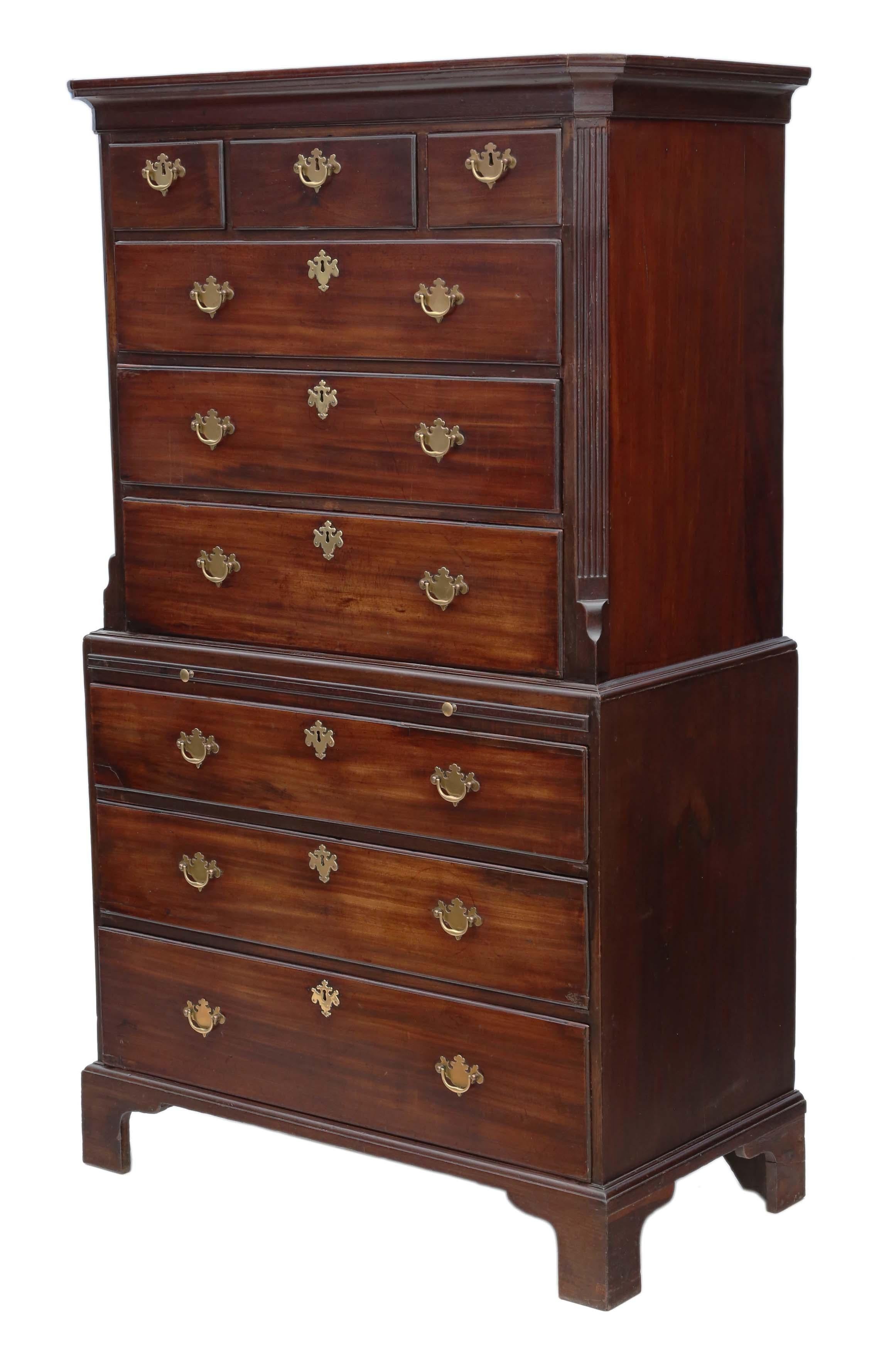 Georgian Tallboy Mahogany Chest on Chest of Drawers 1