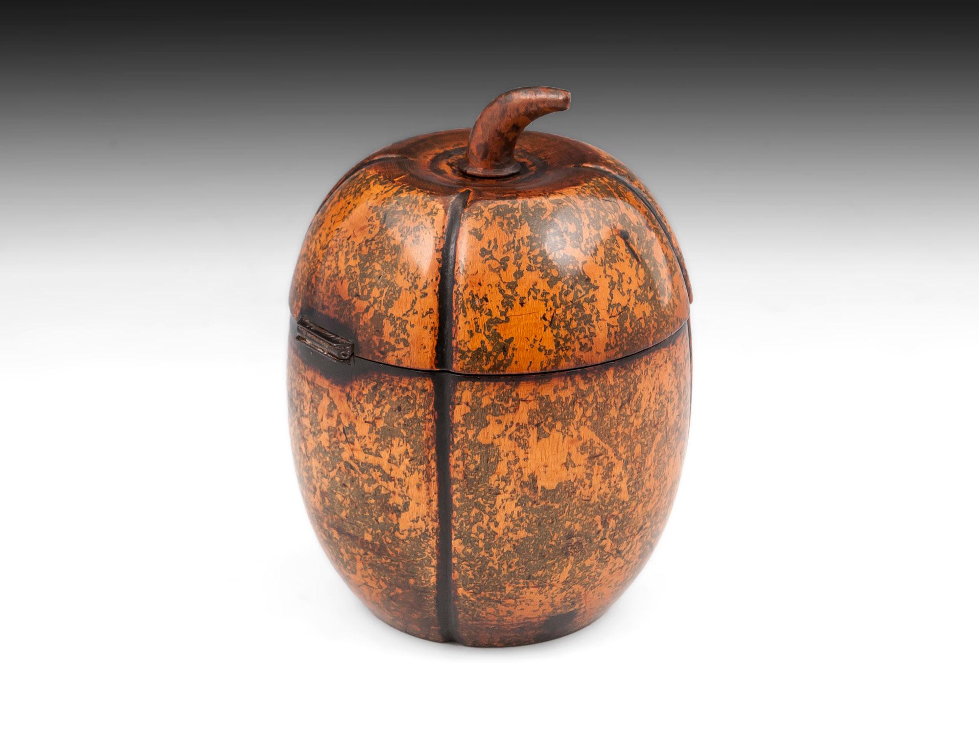 Georgian Tea Caddy Melon Fruitwood Treen In Good Condition In Northampton, GB