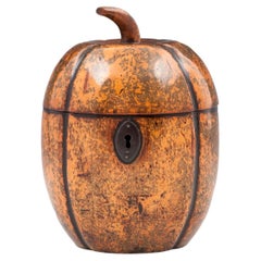 Georgian Tea Caddy Melon Fruitwood Treen