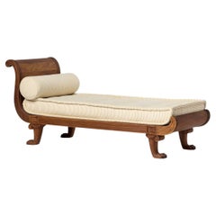 Chaise longue de madera de teca georgiana con patas de garra para interior y exterior - Tienda de campaña de DH