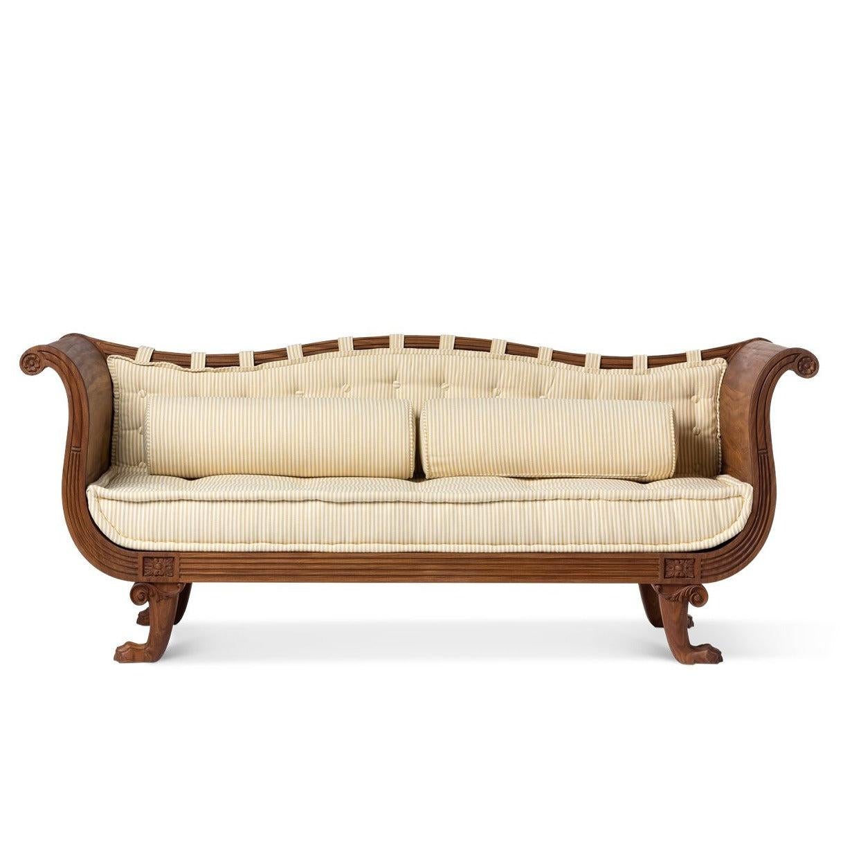 This Georgian-style teak sofa is crafted to enhance both indoor and outdoor spaces with timeless elegance. 

Inspired by Georgian furniture and approved by the likes of Jane Austen (at least we would think), its detailed carvings and robust teak