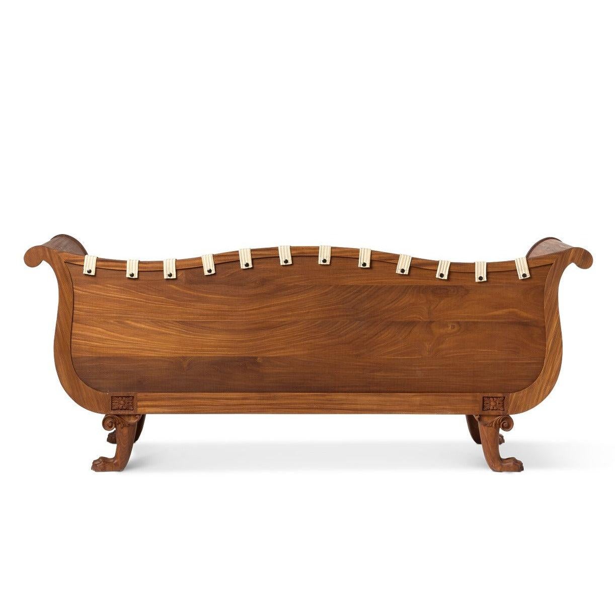 Carved Georgian Teak Wood Claw Foot Indoor Outdoor Sofa in Perennials - Tent by DH For Sale