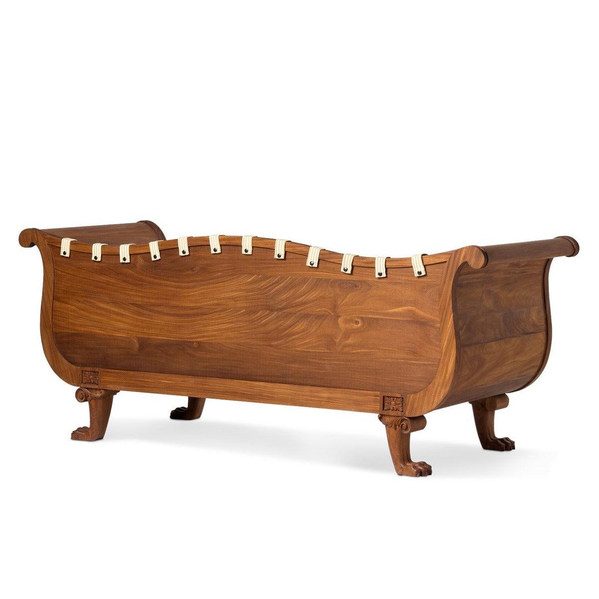 Georgian Teak Wood Claw Foot Indoor Outdoor Sofa in Perennials - Tent by DH In New Condition For Sale In New York, NY