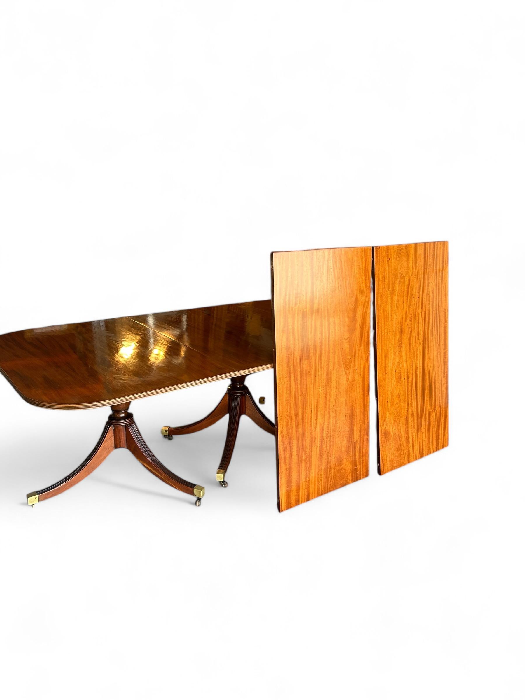 American Georgian Three Pedestal Mahogany Dining Table