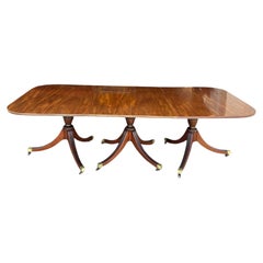 Georgian Three Pedestal Mahogany Dining Table