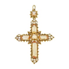 Antique Georgian Topaz Cross Pendant