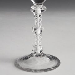 Georgian Triple Knop Opaque Twist Stem Wine Glass c1765