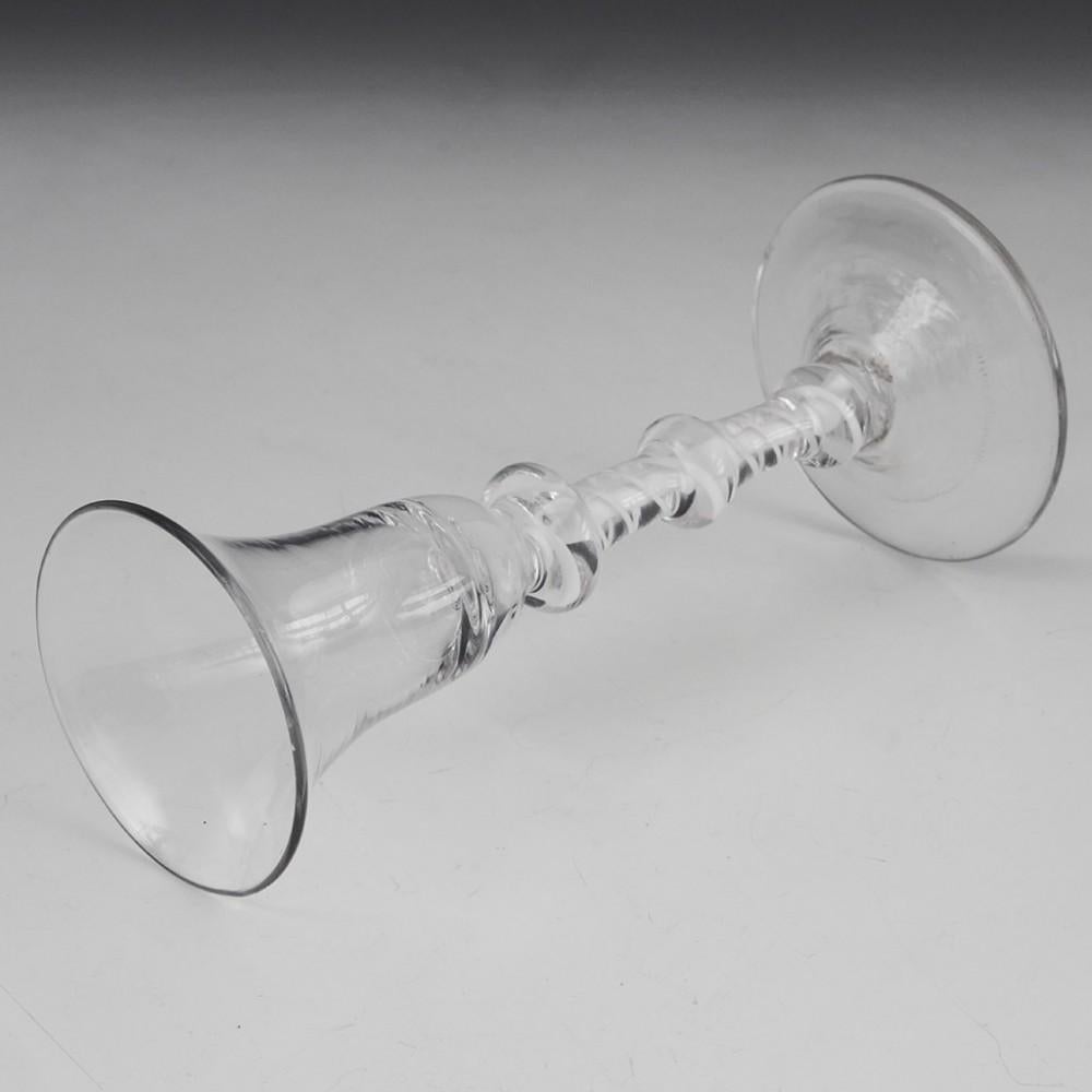 George II Georgian Triple Knop Opaque Twist Stem Wine Glass c1765 For Sale