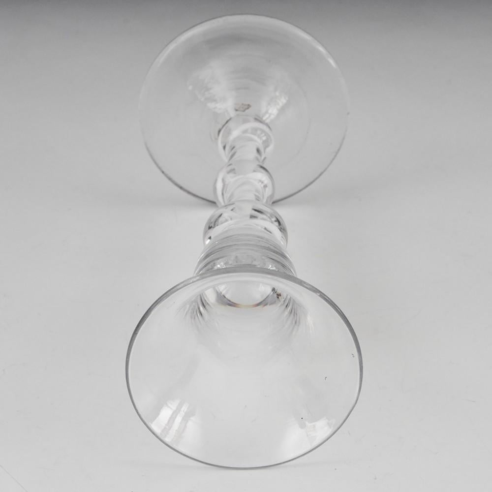 Georgian Triple Knop Opaque Twist Stem Wine Glass c1765 In Good Condition For Sale In Tunbridge Wells, GB