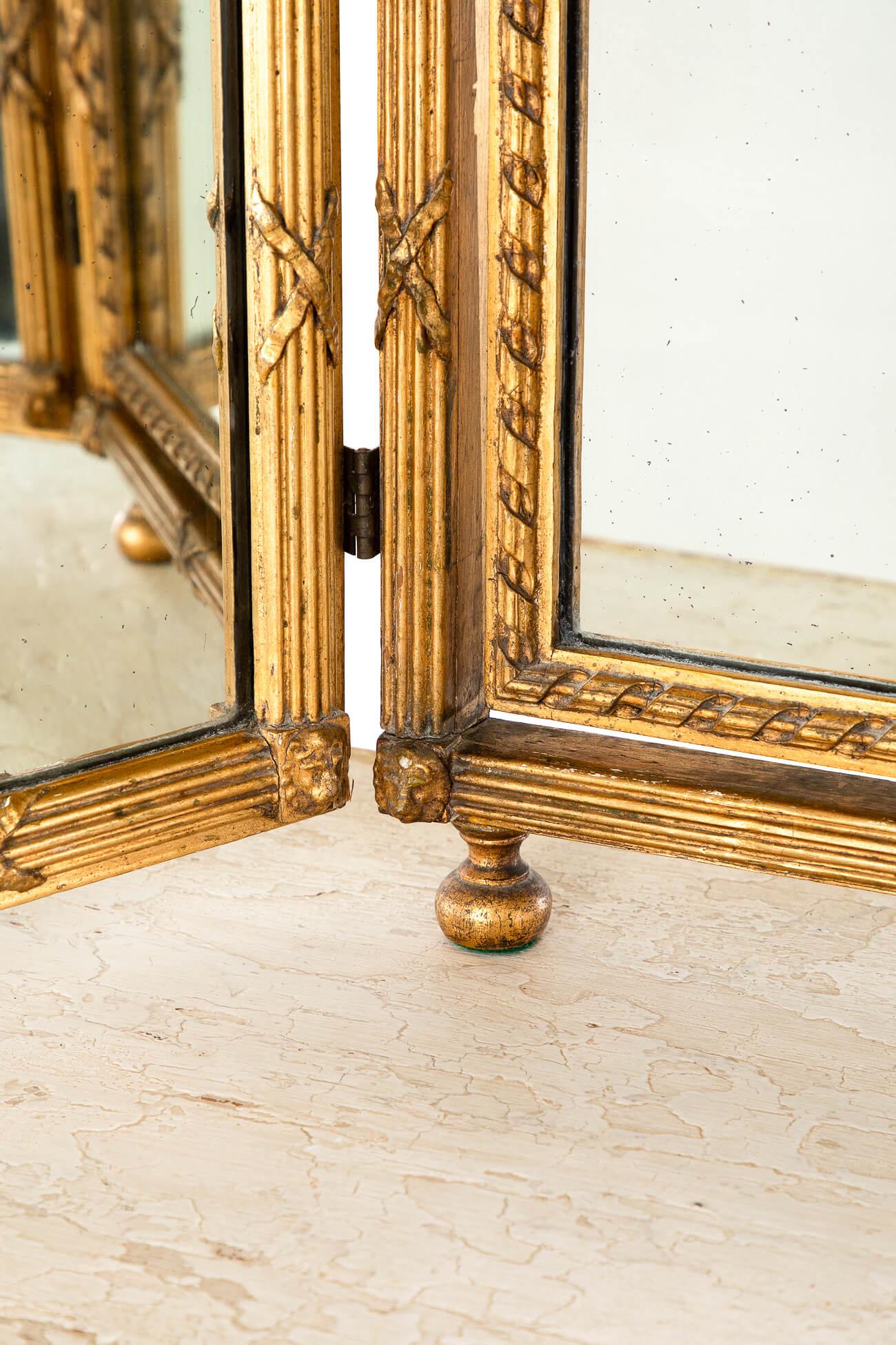 Georgian Triptych Gilt Mirror For Sale 7