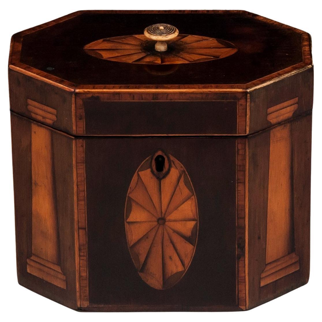 Antique English George III Tuscan Column Tea Caddy