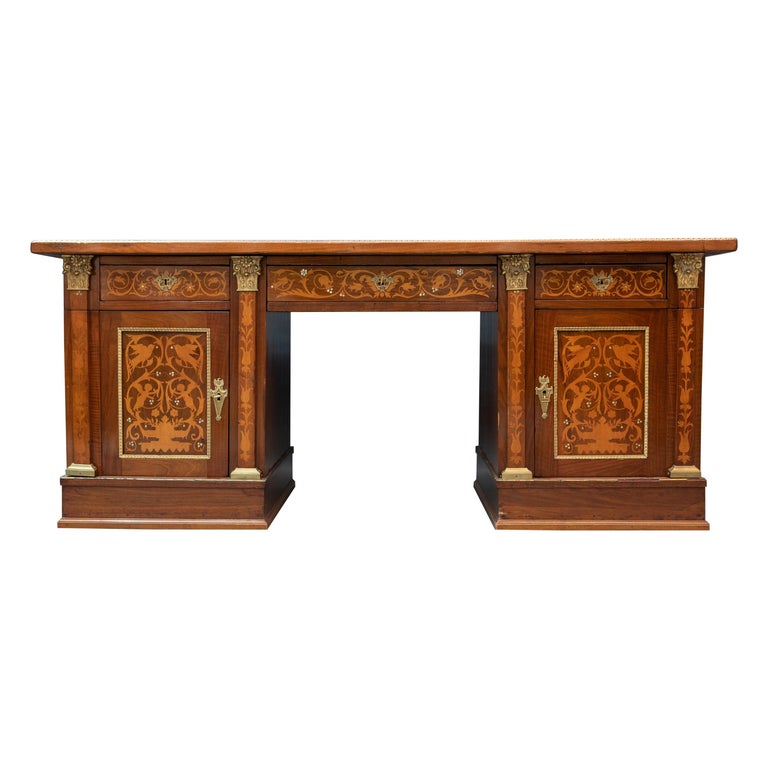 Twin Pedestal Library Desk at 1stDibs