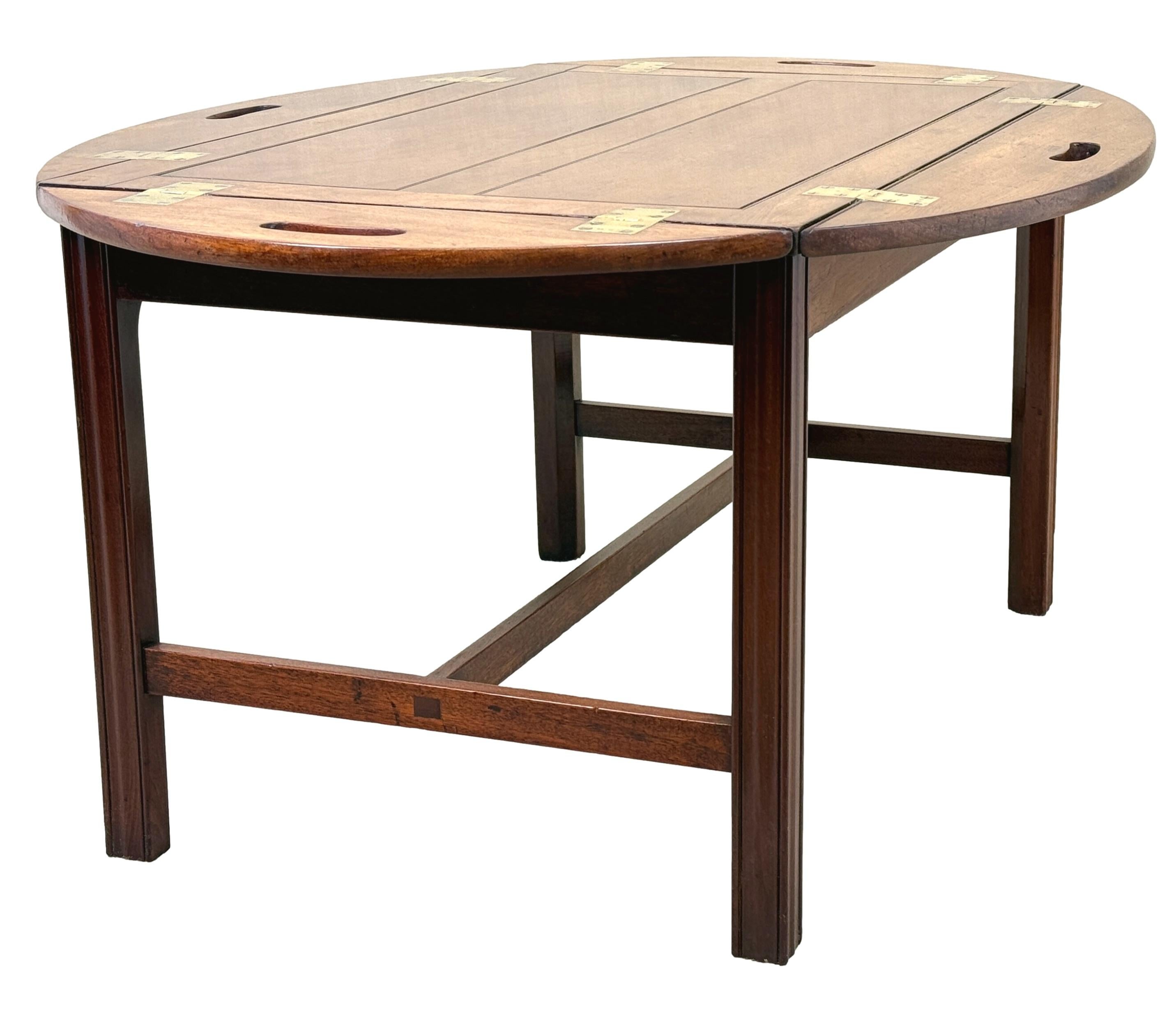 Georgian Two Panel Mahogany Oval Butlers Tray On Stand 5