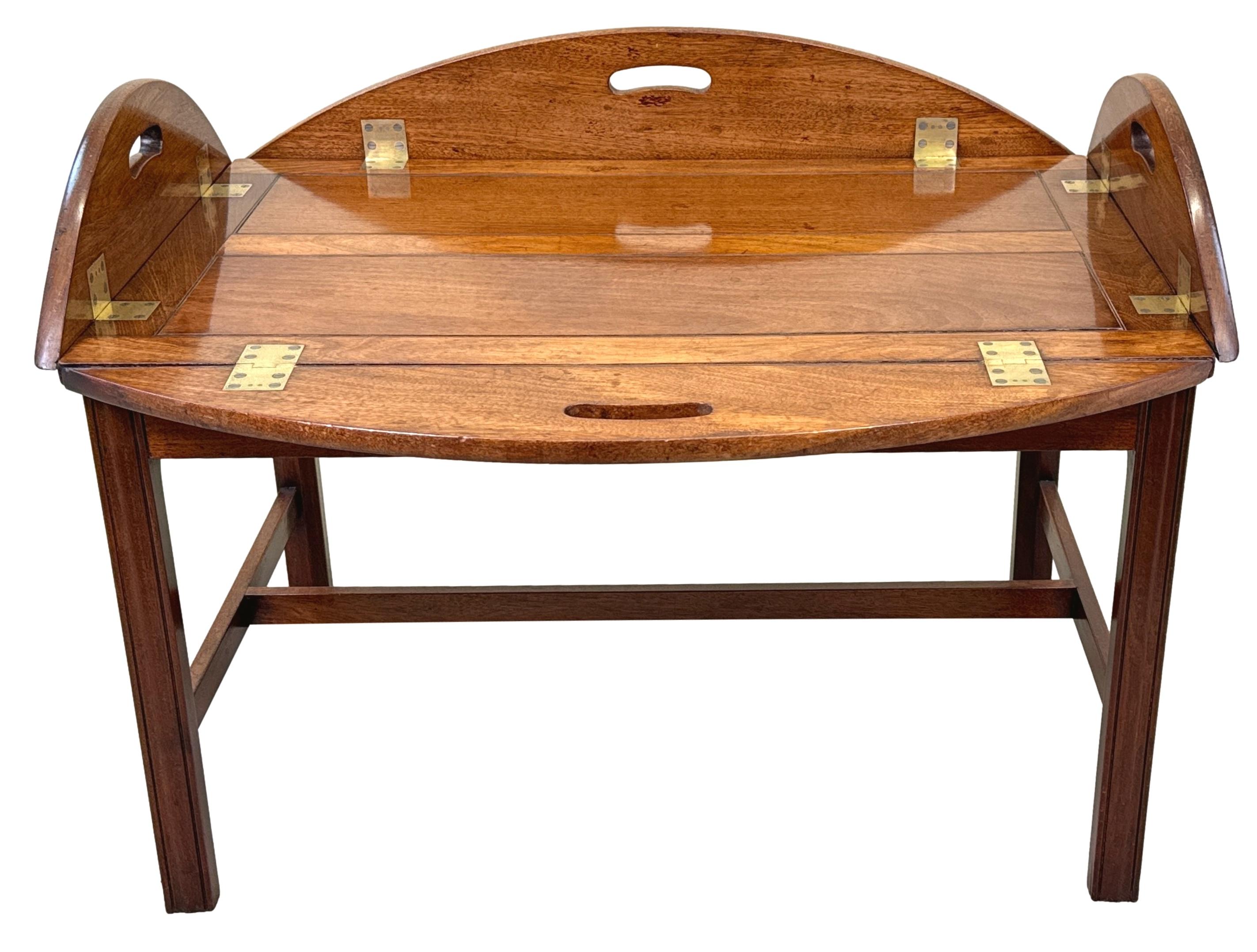 Georgian Two Panel Mahogany Oval Butlers Tray On Stand 6