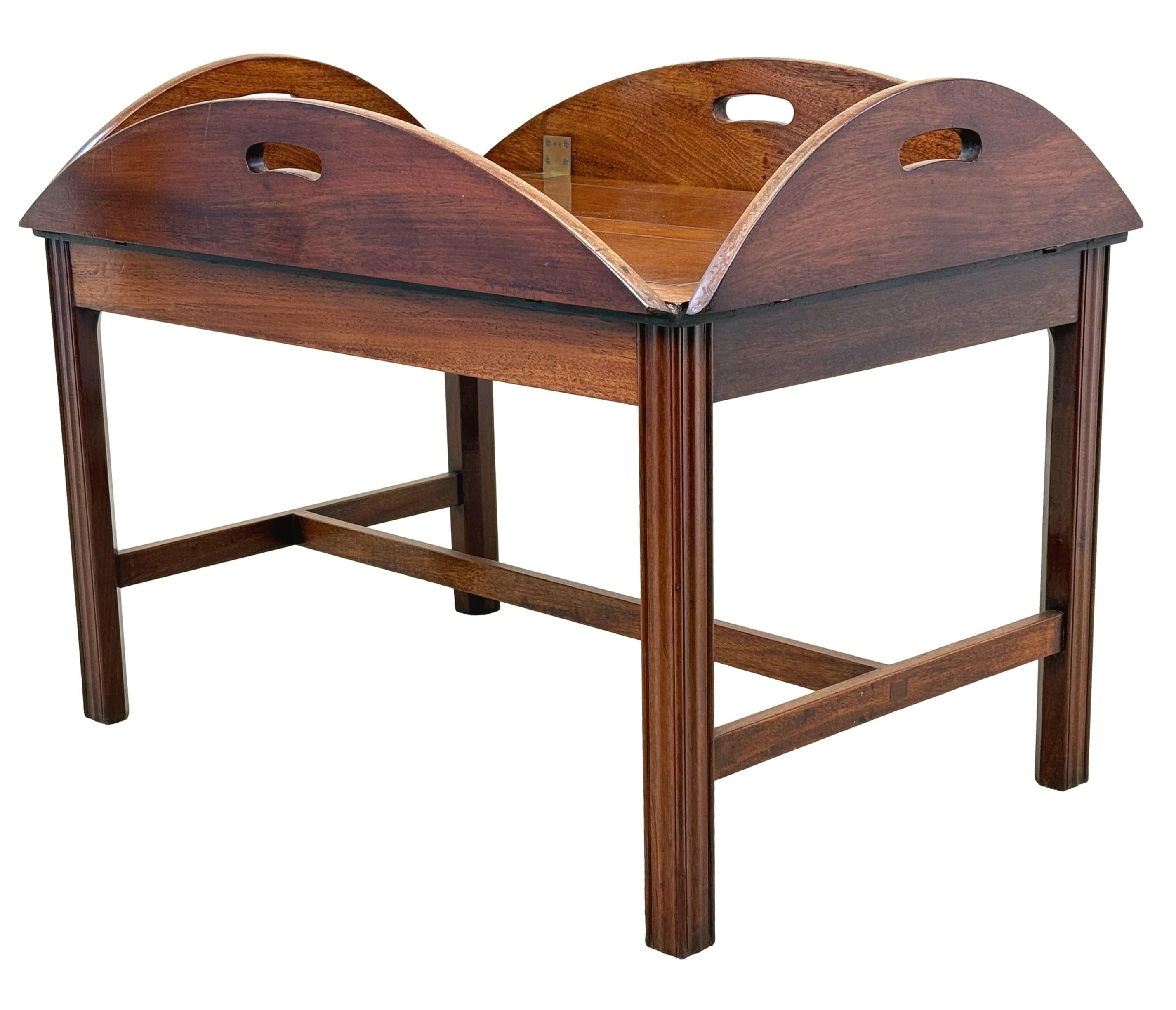 Georgian Two Panel Mahogany Oval Butlers Tray On Stand 3