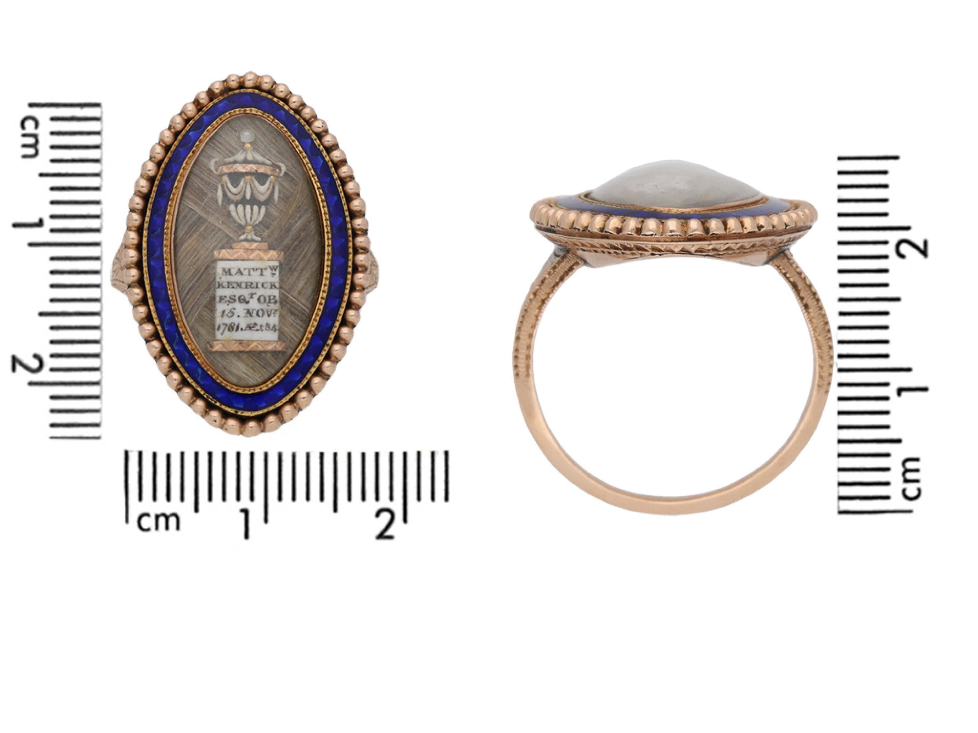 Georgian Enamel Mourning Ring, English, circa 1781 For Sale 1