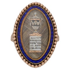 Antique Georgian Enamel Mourning Ring, English, circa 1781