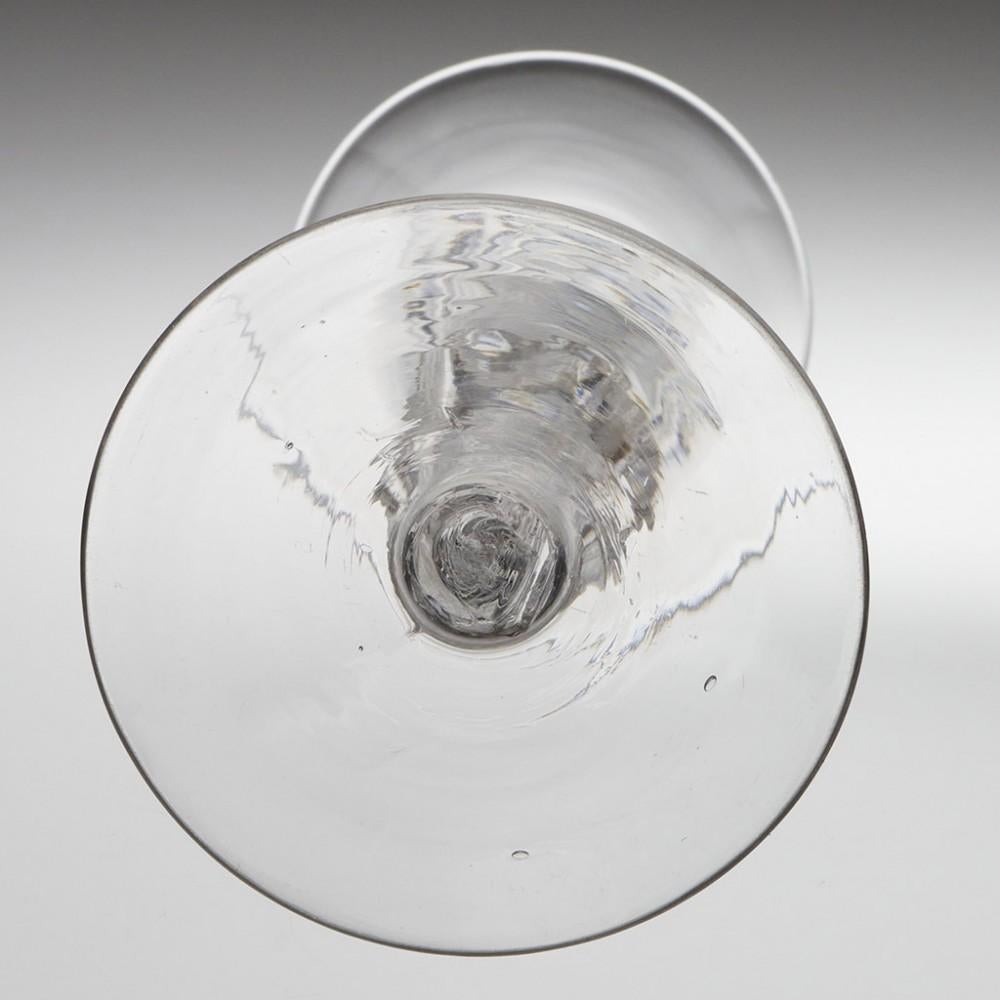 Mid-18th Century Georgian Vermicular Collar Air Twist Wine Glass c1750 For Sale