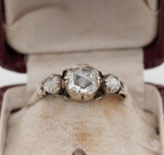 Georgian /Victorian 1.00 Carat Plus Rose Cut Diamond Trilogy Ring