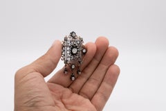 Georgian Victorian 1830 Pendant Brooch In 18Kt Gold 4.58 Cts Rose Cut Diamonds