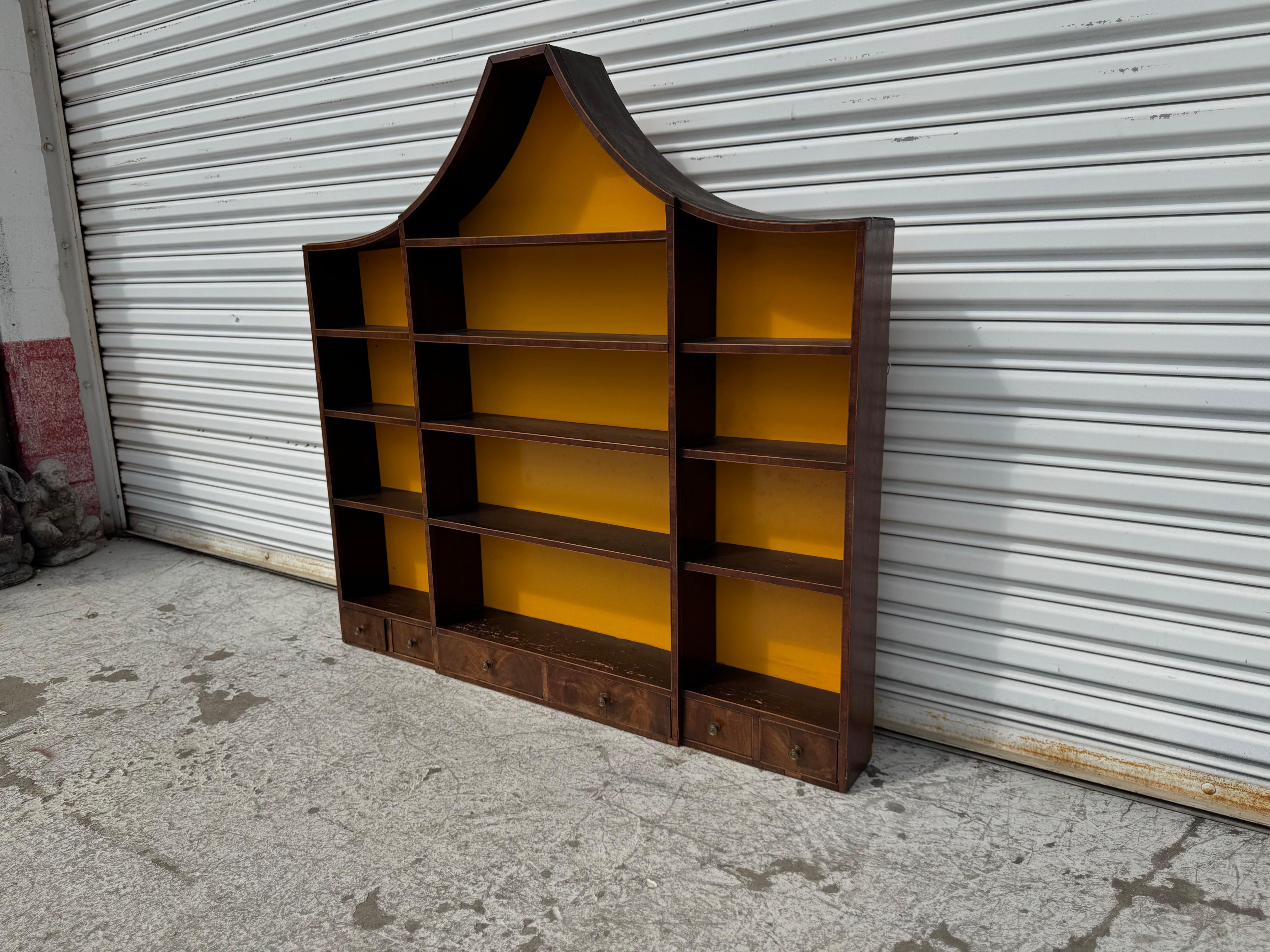 George II Early 19th Century Georgian 6 drawer Mahogany with Inlay Wall Hanging Shelf For Sale