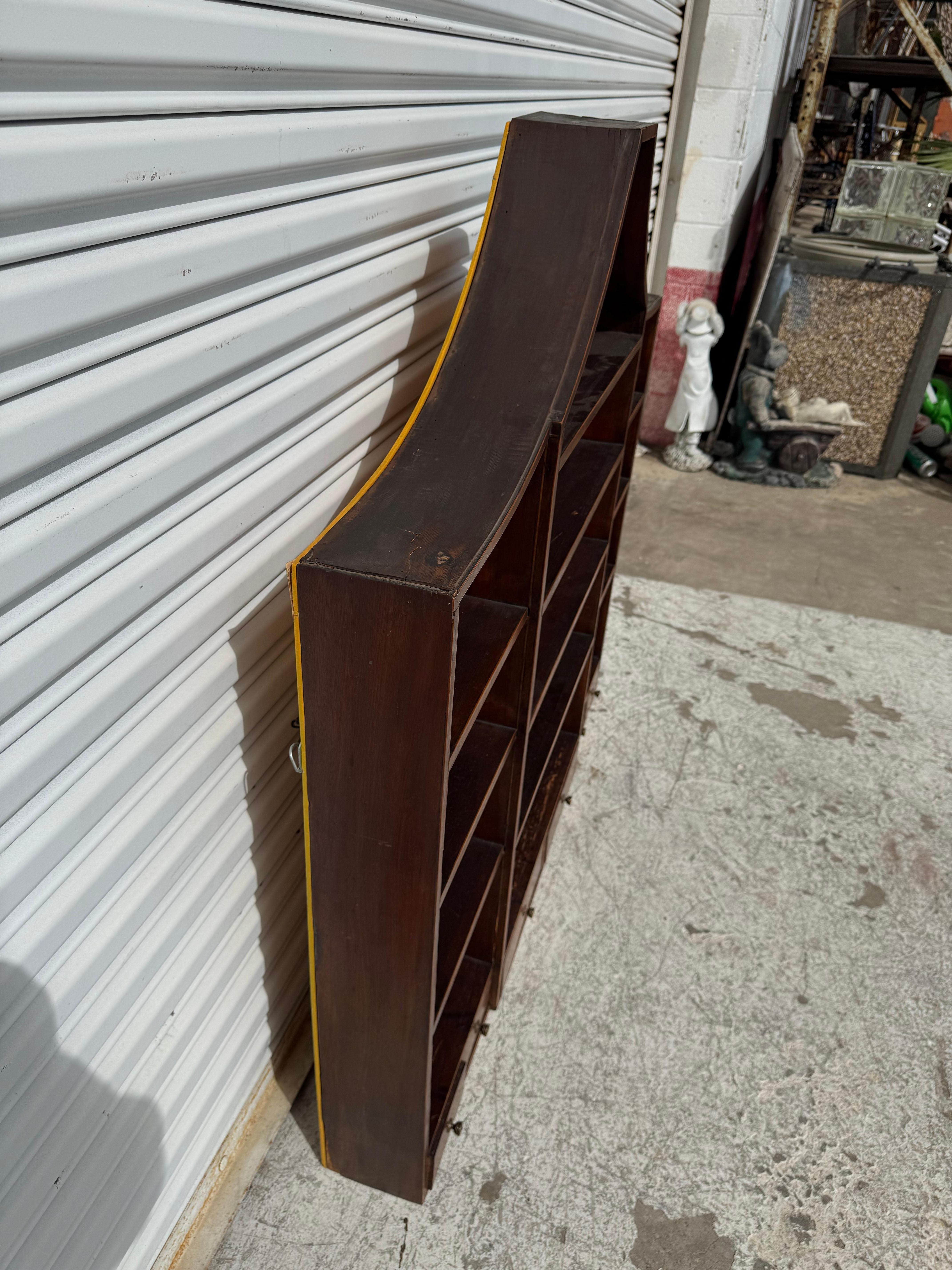 English Early 19th Century Georgian 6 drawer Mahogany with Inlay Wall Hanging Shelf For Sale