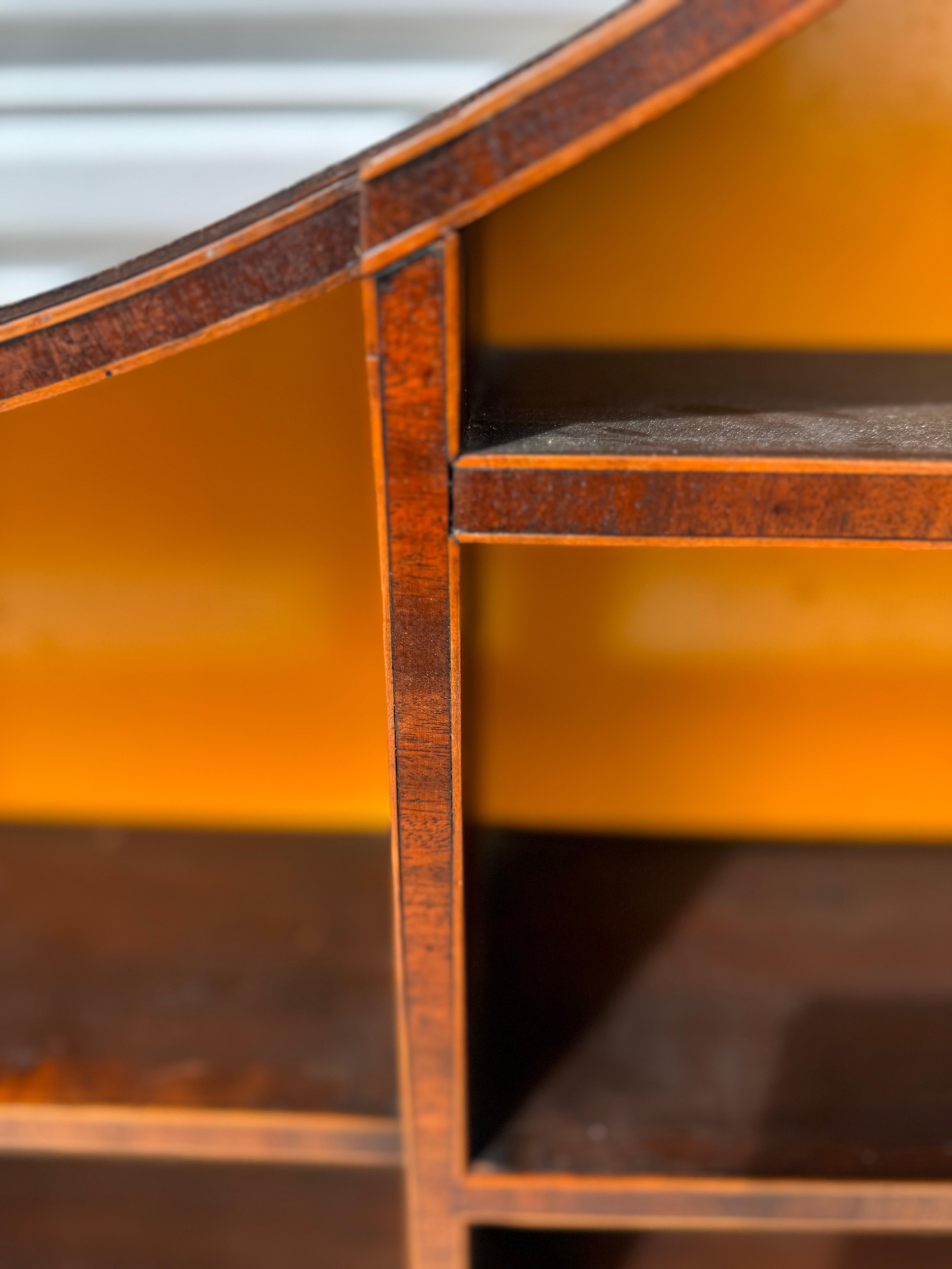 Early 19th Century Georgian 6 drawer Mahogany with Inlay Wall Hanging Shelf In Good Condition For Sale In Pasadena, TX