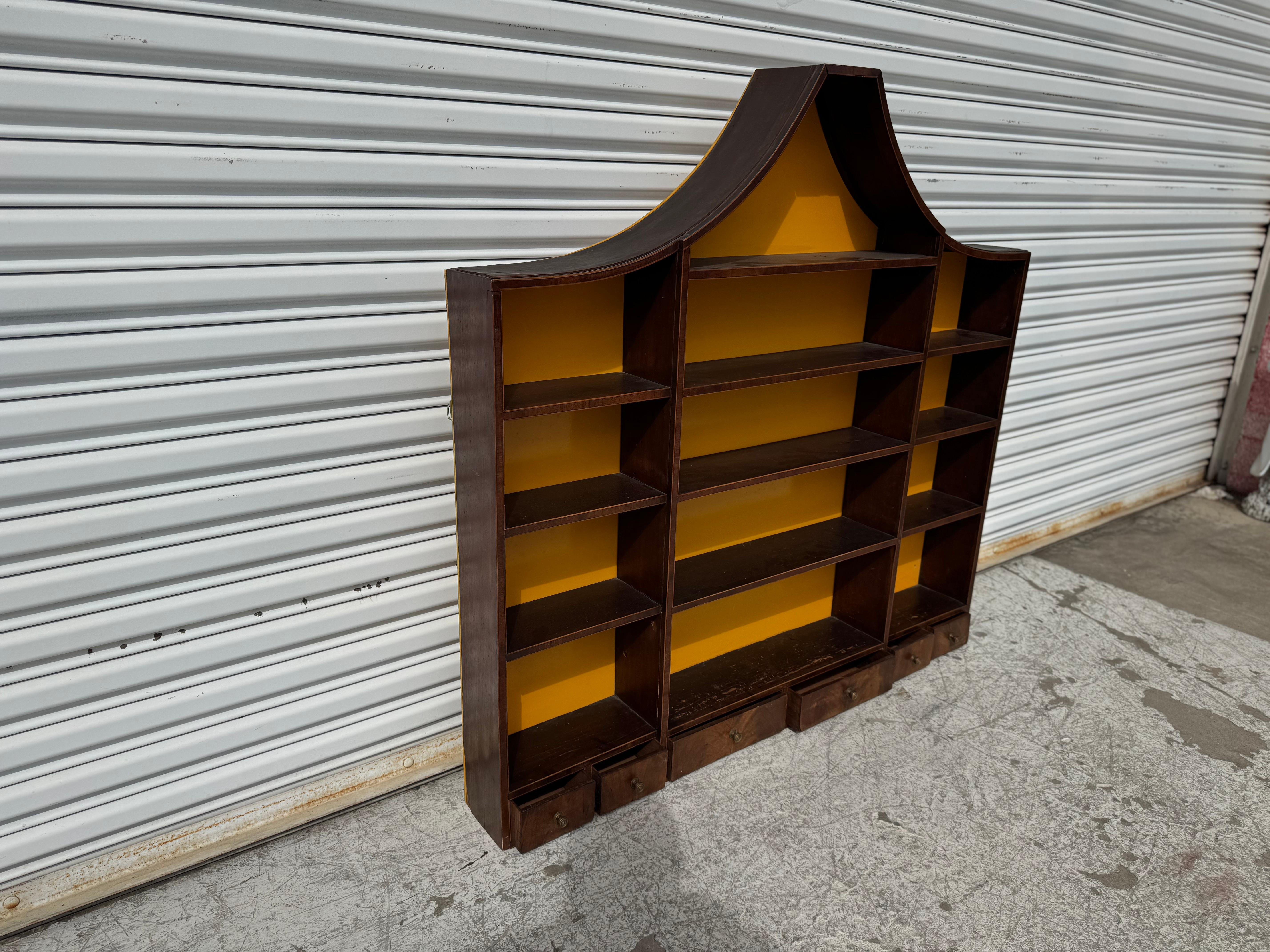 Early 19th Century Georgian 6 drawer Mahogany with Inlay Wall Hanging Shelf For Sale 1