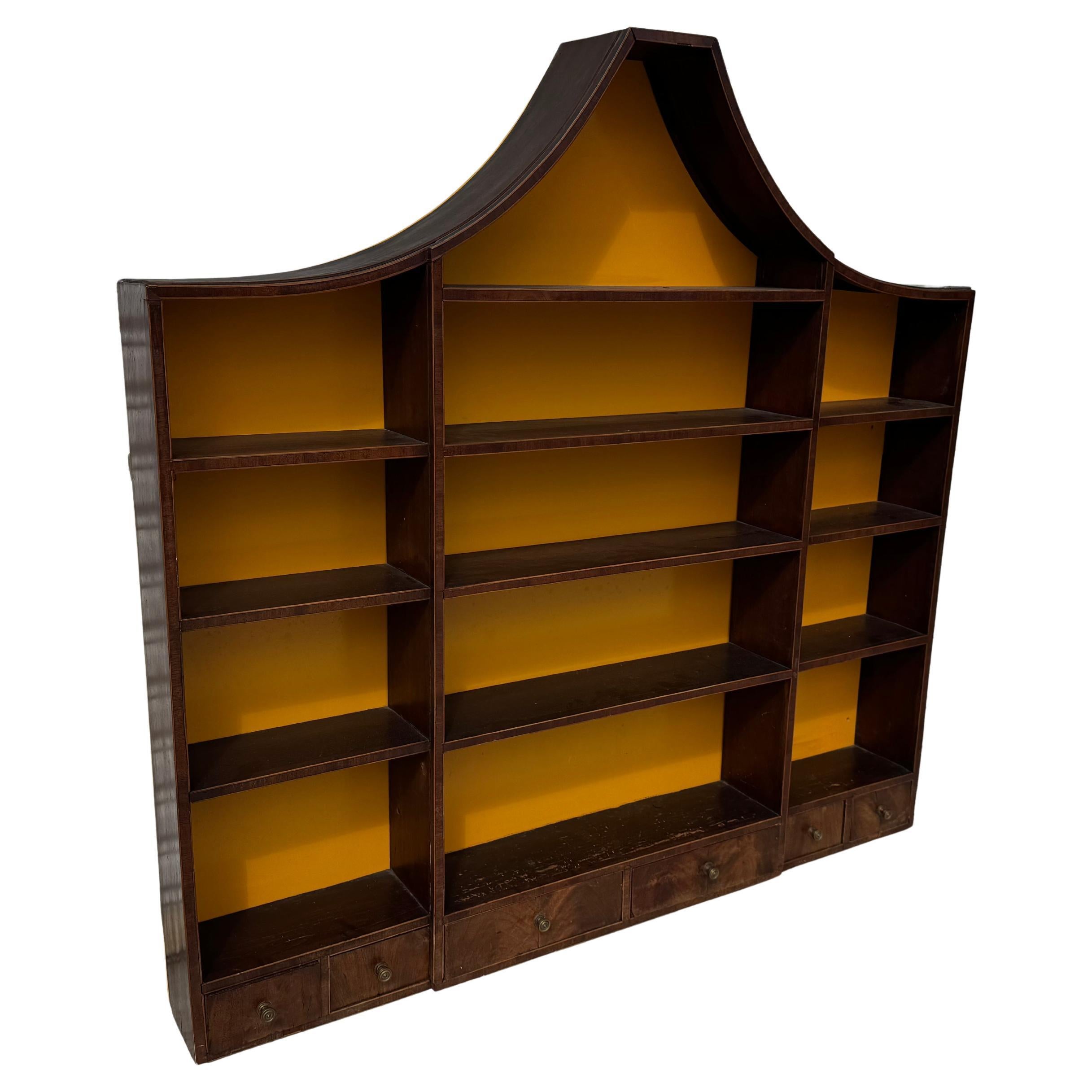 Early 19th Century Georgian 6 drawer Mahogany with Inlay Wall Hanging Shelf For Sale