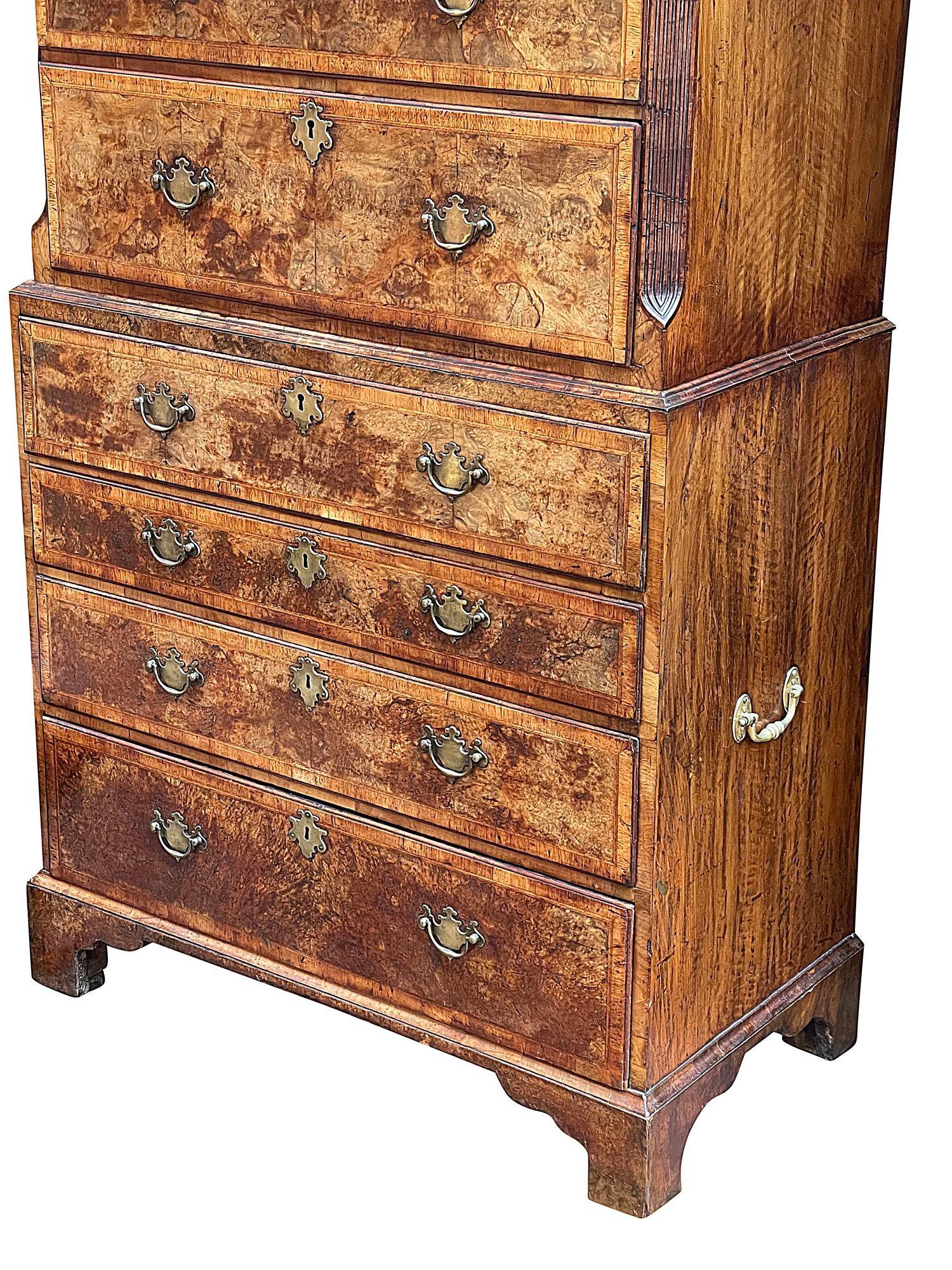 Georgian Walnut Chest on chest with Secretaire, circa 1760 In Good Condition For Sale In Brighton, Sussex