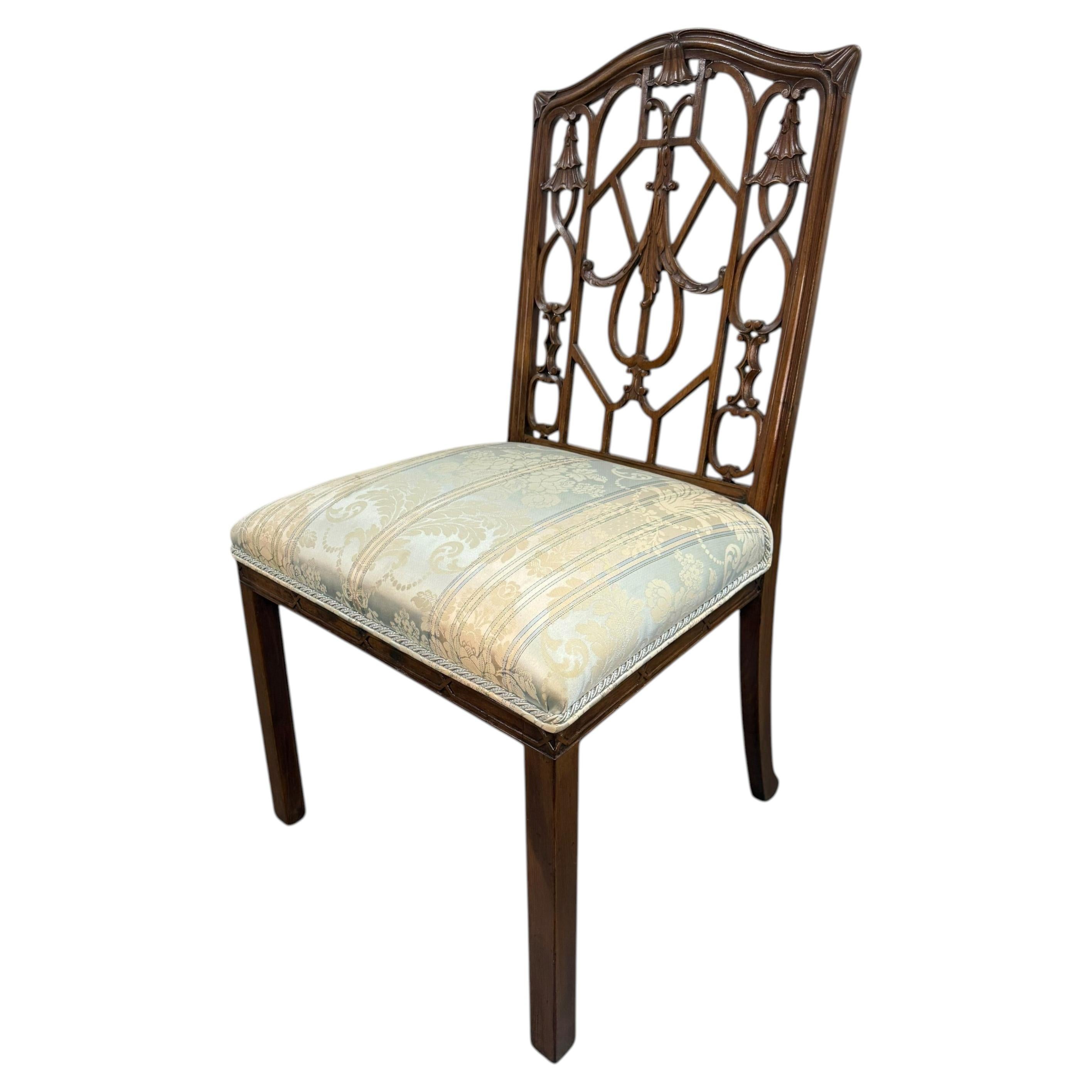 Georgian Walnut Chinese Chippendale-Style Side Chair