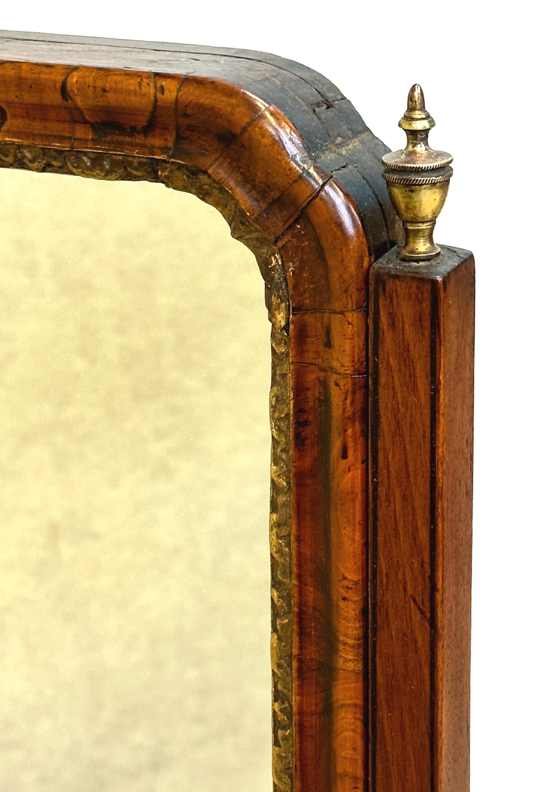 A Good Quality And Very Attractive, Early 18th Century, George I Period. Walnut Dressing Table Mirror, Having Elegant Frame Enclosing Replacement Mirror Plate, Over Superbly Figured Three Drawer Box Base And Original Bracket Feet.

Dressing table