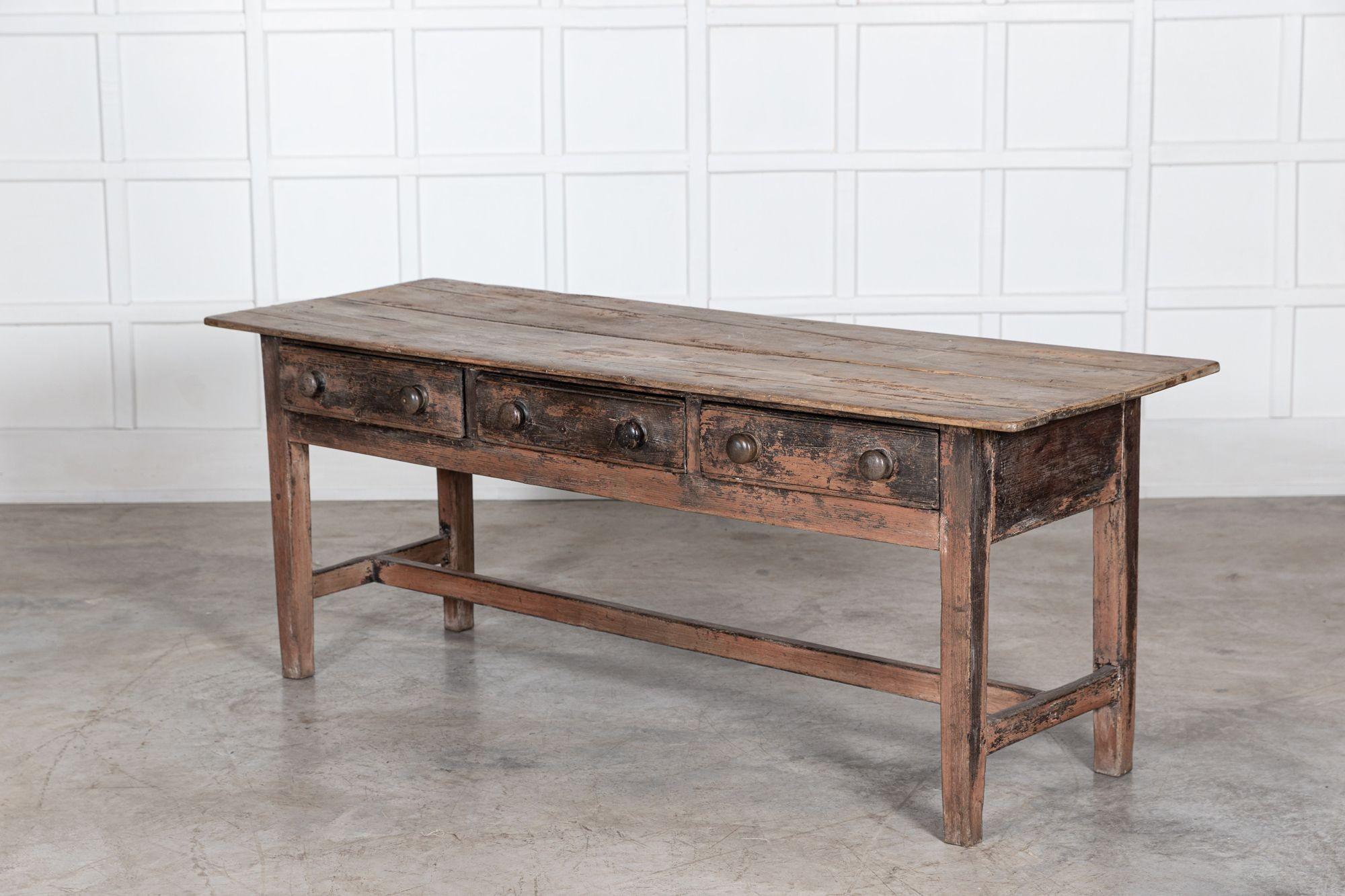 19th Century Georgian Welsh 2 Plank Pine Scullery Prep Table For Sale