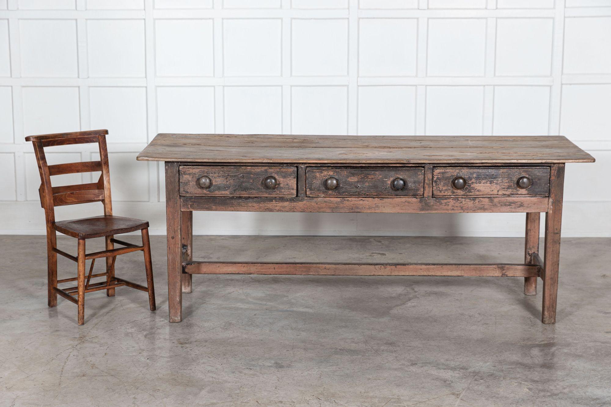 Georgian Welsh 2 Plank Pine Scullery Prep Table For Sale 4