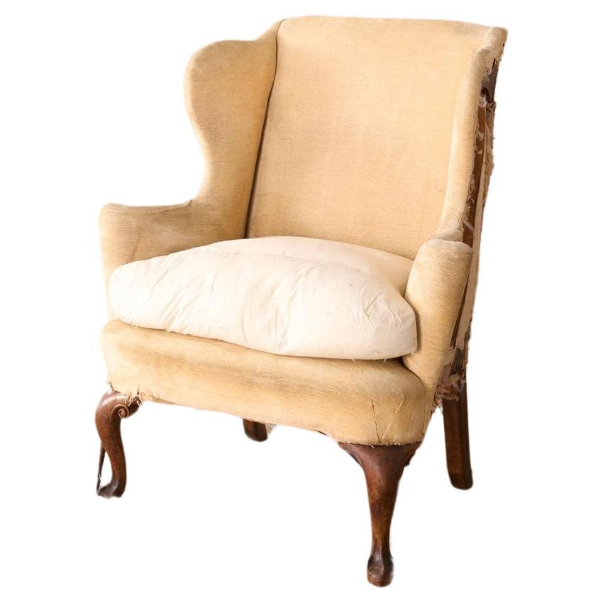 Georgian wide seated wingback armchair For Sale