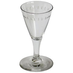 Georgian Wine Drinking Glass Hand Blown Engraved with Star and Darts, circa 1790