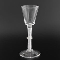 Georgian Wine Glass Air Twist Stem and Vermicular Collar
