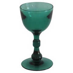 Georgian Wine Glass Bristol Green Rare Cylinder & Basal Knop, English circa 1815