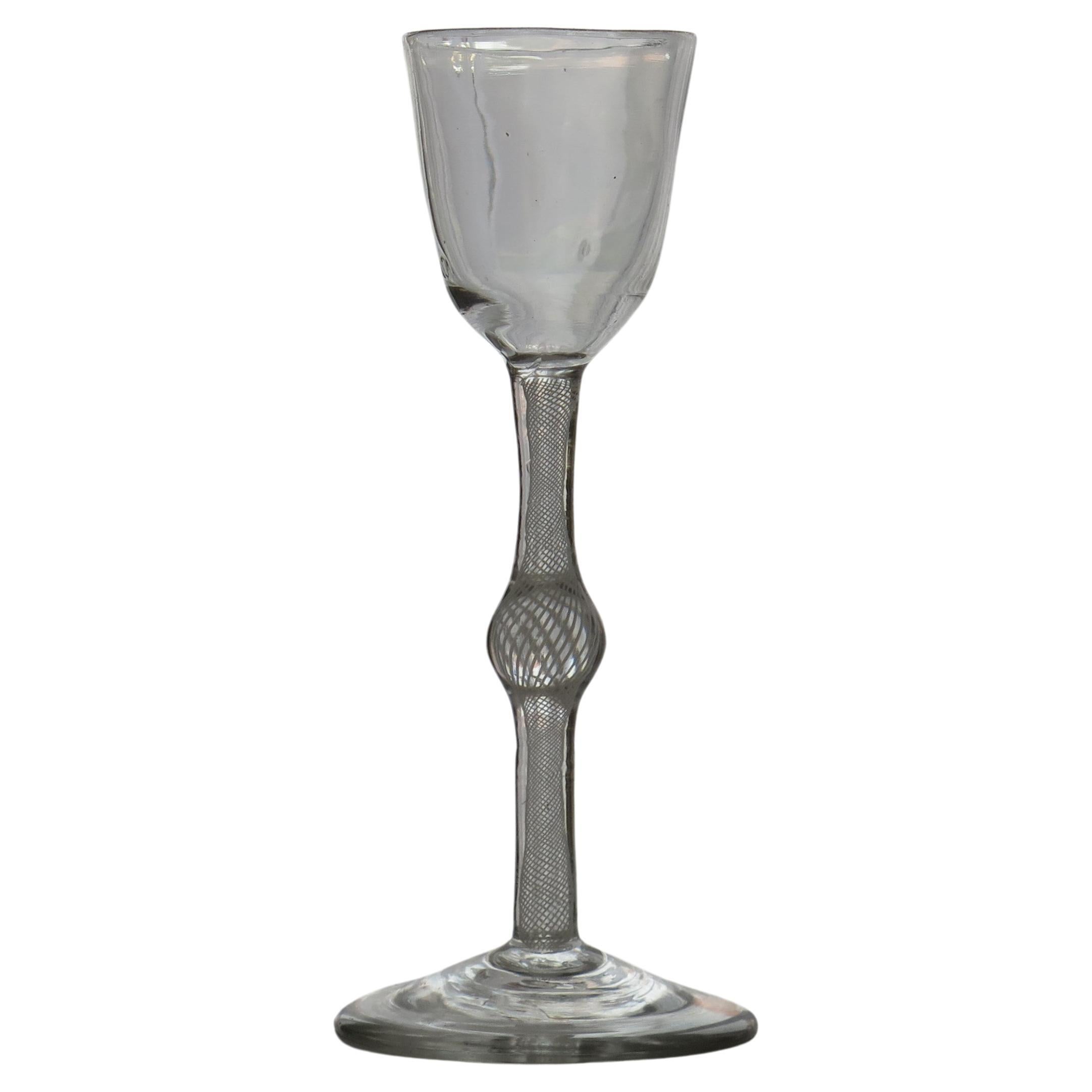 Georgianischer mundgeblasener Baumwoll-Twist-Stein im georgianischen Weinglas, englisch um 1765 im Angebot