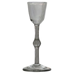 Antique Georgian Wine Glass Handblown Cotton Twist Stem, English Circa 1765