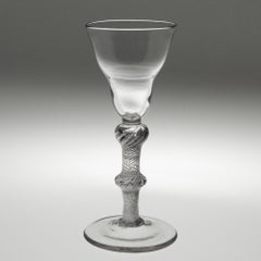 Georgian Wine Glass with Air Twist Stem and Pan Topped Bowl