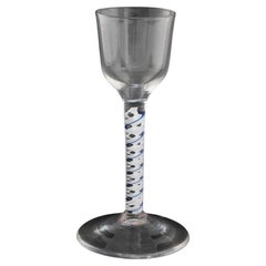 Antique Georgian Wine Glass with Colour Twist Stem c1770