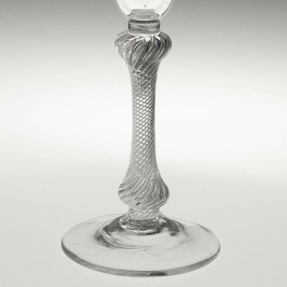 Copa de vino georgiana con cuenco de aire retorcido c1750 Jorge II en venta